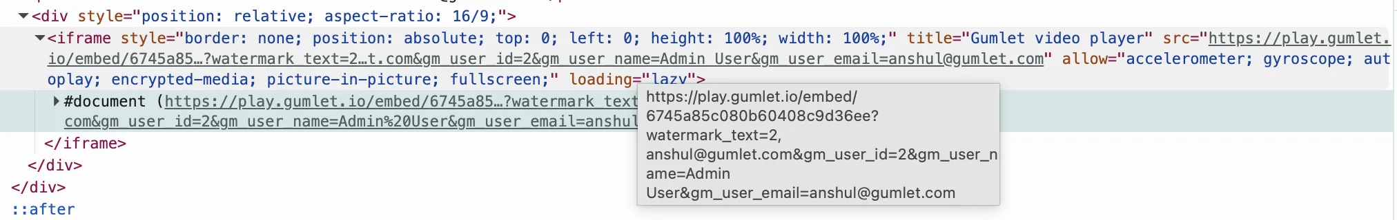 A sample with dynamic watermark and user-level-analytics